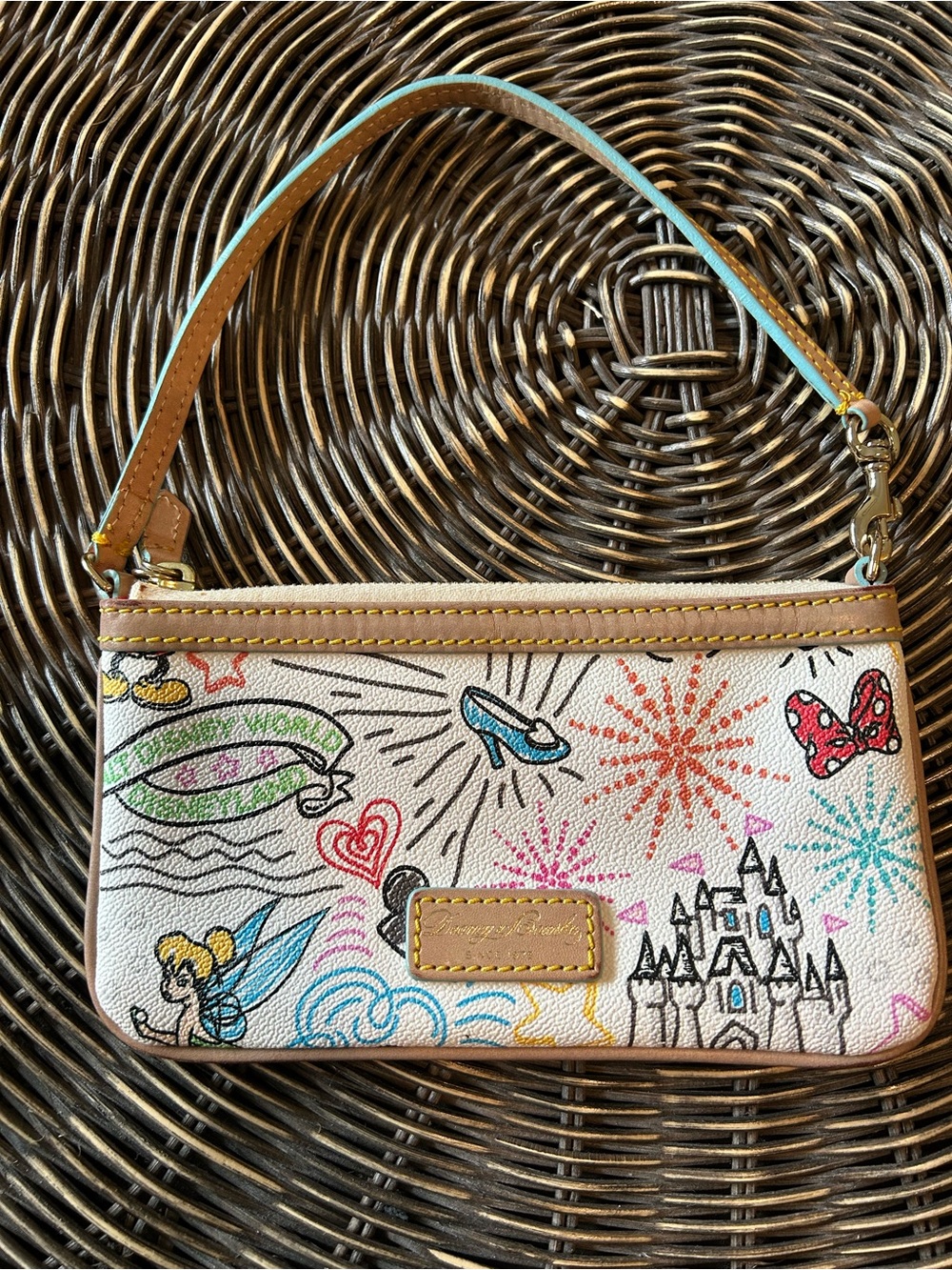 Dooney & Bourke Cream Multicolor Disney Sketch Wristlet